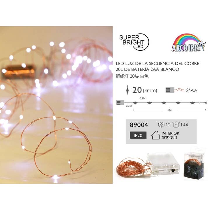 207.(3) Copper Light 20 Battery Lights 2Aa White 89004/2025 for wholesale by Arco Iris
