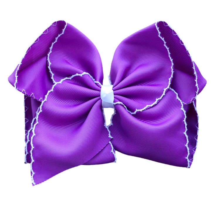 Purple Moon Stitch Hair Bow   for wholesale by The Solid Bow