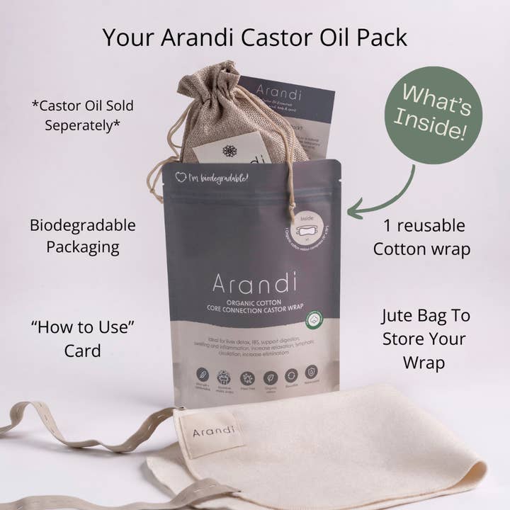 Arandi LLC - Wholesale Cotton Pad - Arandi Core Connection Pack Bundle (Wrap + 250ml Castor Oil)2