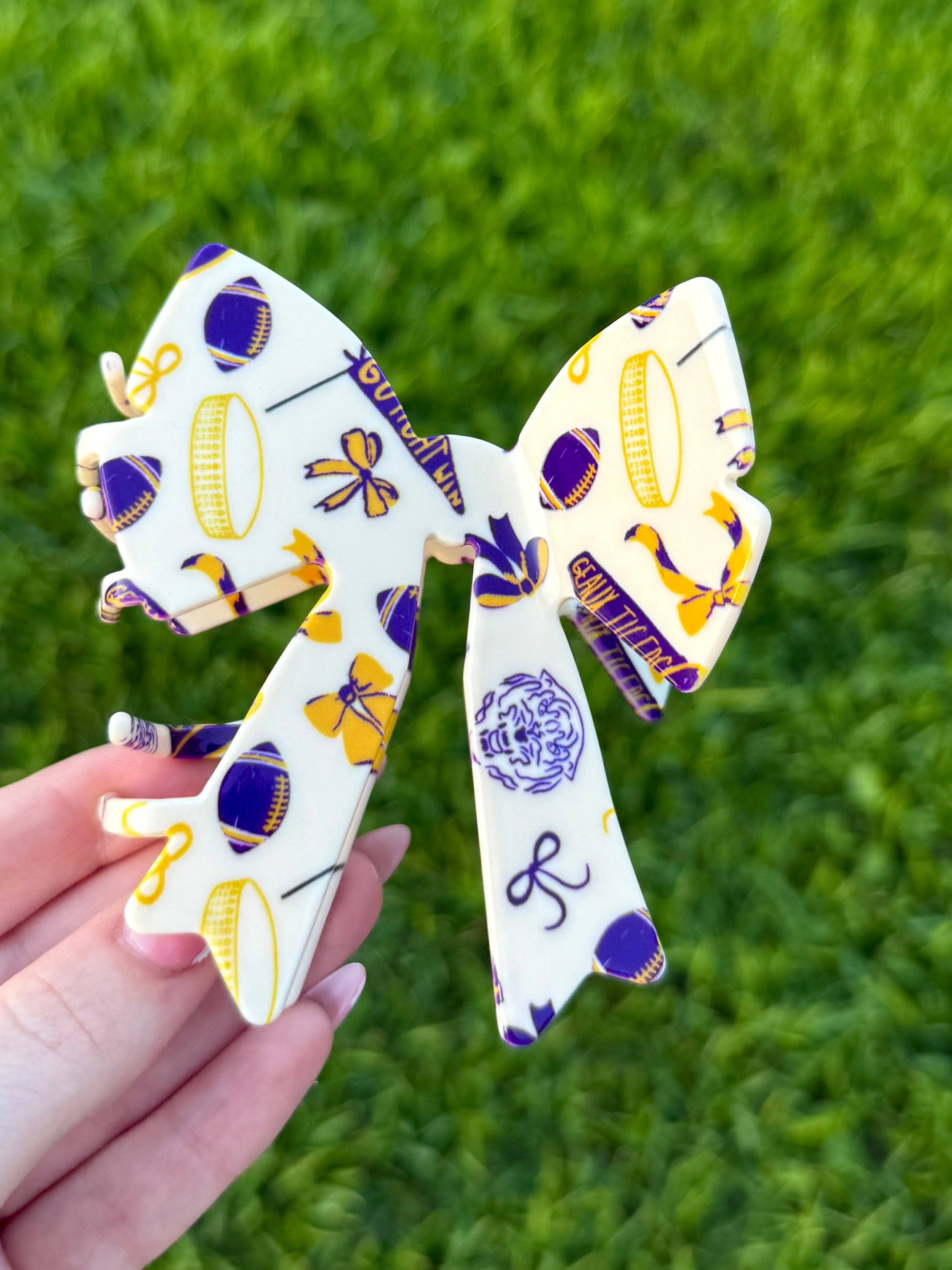 La Luna Belle LLC - Wholesale Hair Clip - Women's - LSU Bow Claw Clip1