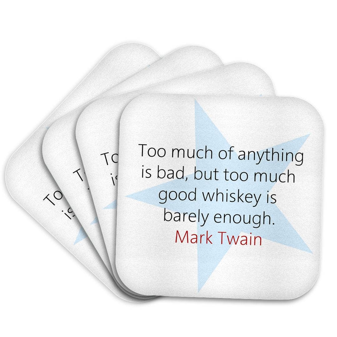 3dRose - Vendita all'ingrosso Sottobicchiere - 3dRose, Citazioni di Mark Twain - Troppo di qualsiasi cosa è male, Sottobicchiere7