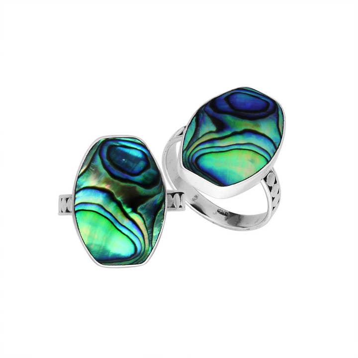 AR-6214-AB Engros Sterling Sølv Håndlavet Abalone Skal Moderne Statement Ring for engroshandel hos Bali Designs