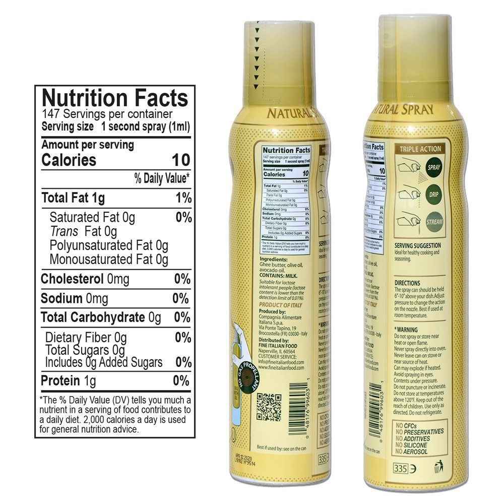 Fine Italian Food - Wholesale Cooking Oil - Mantova Butter Taste Ghee Oil Spray, 5 fl. oz.1
