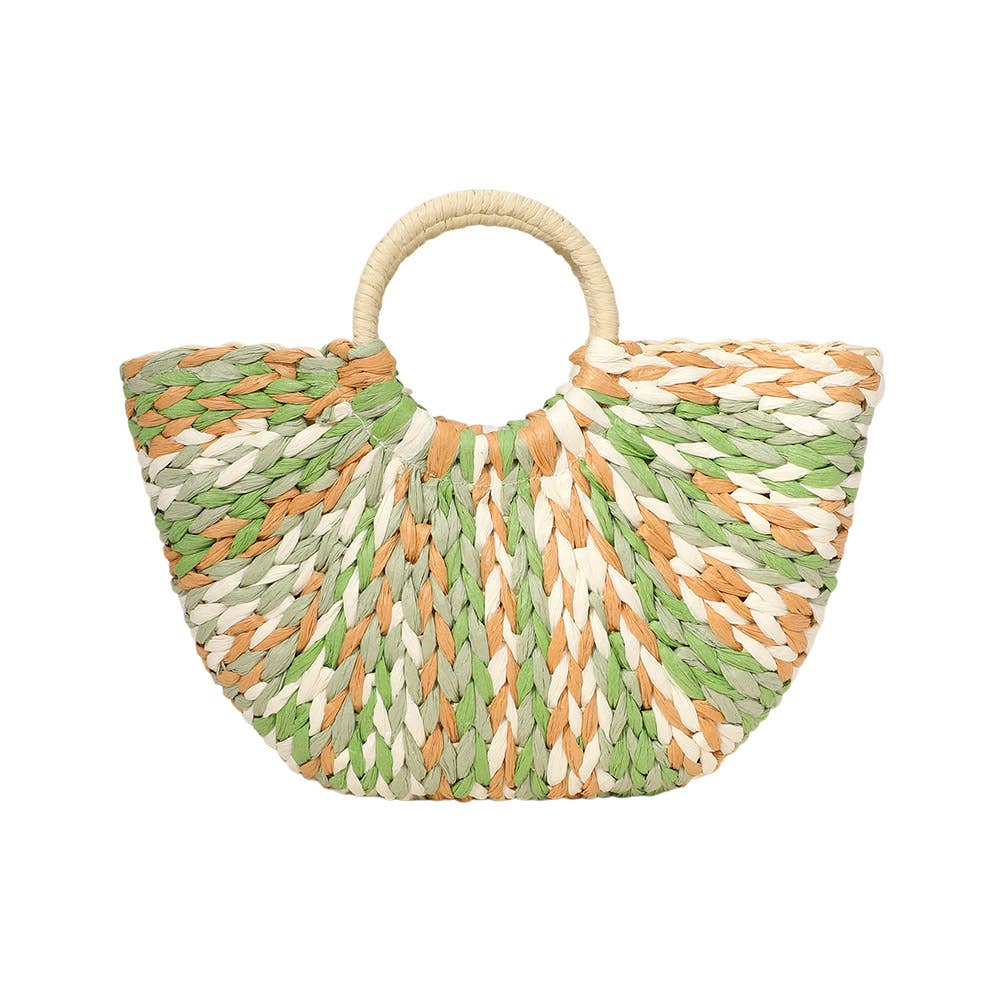 Sensibling Corp. - Venta al por mayor Bolso con asas - Mujer - Bolso de Mano de Yute con Asa Redonda de Tejido Multicolor / Bolso de Mano3