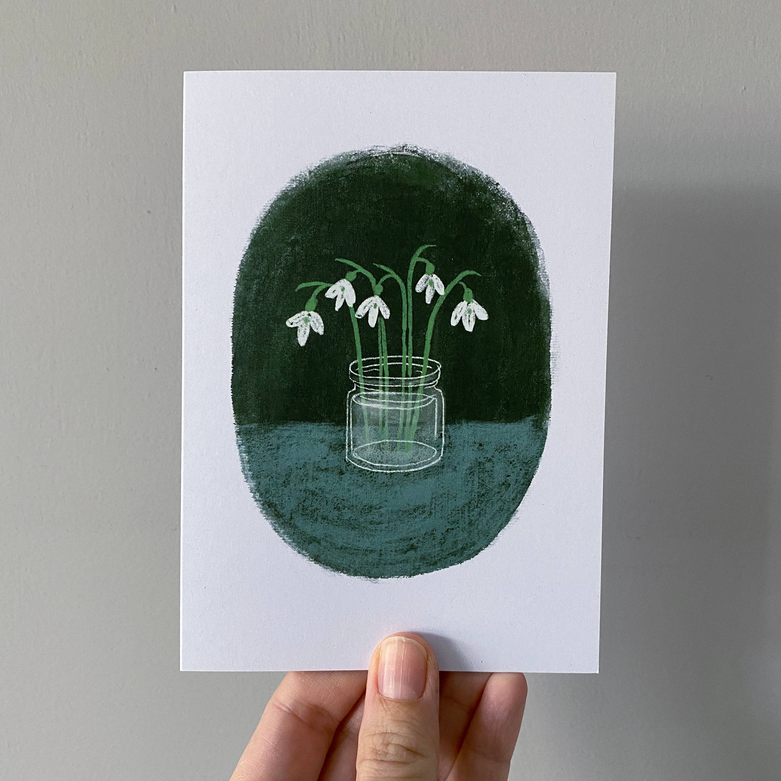 Juliet Thomas Doodles - Wholesale Everyday Greeting Card - Snowdrops in a jar, A6 greetings card