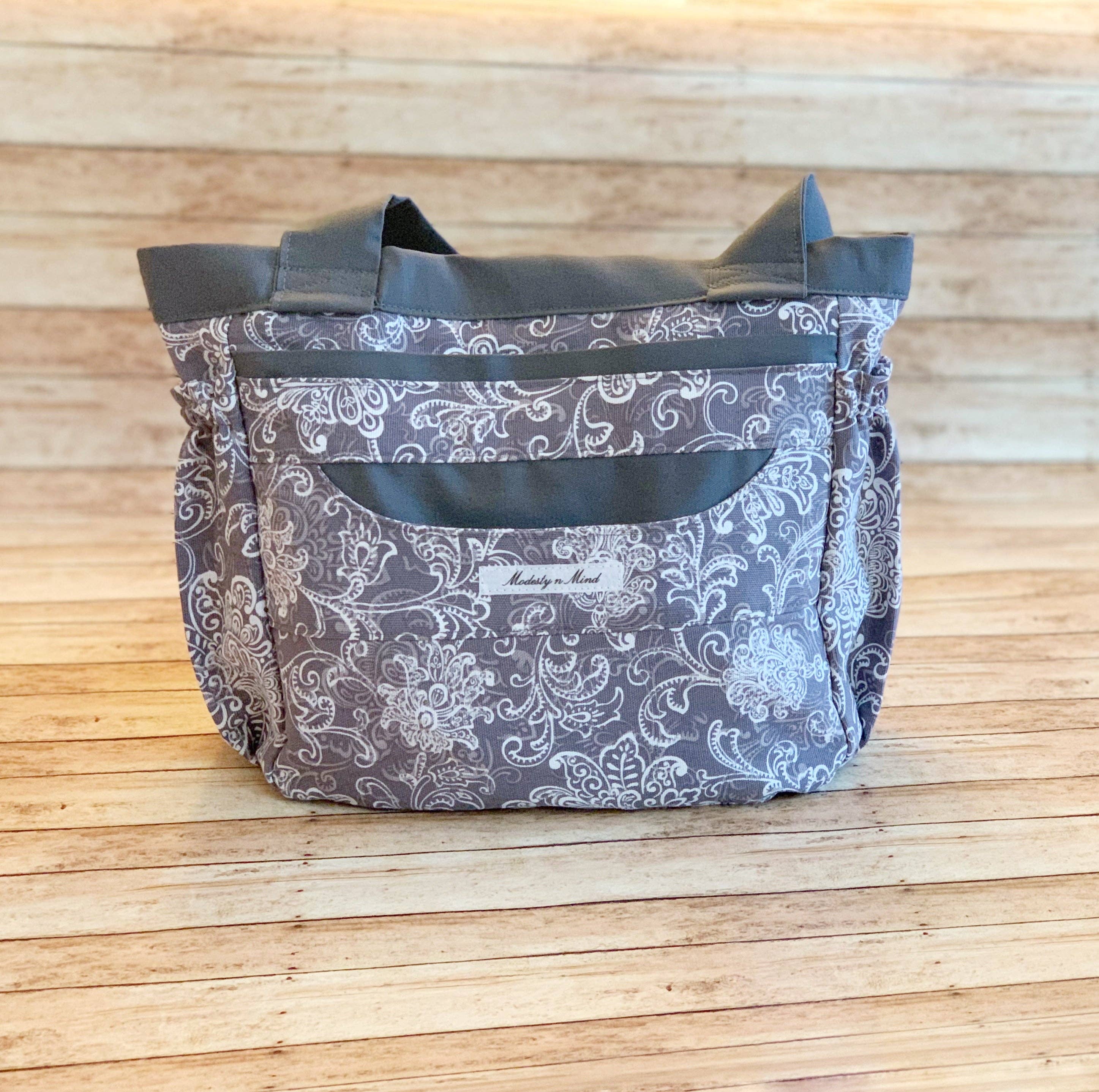 Modesty n Mind - Wholesale Tote Bag - Women's - Gray & White Mini Everything Tote8