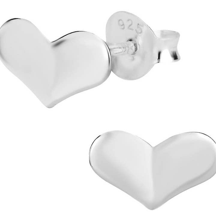 Sterling Silver Flat Heart Stud Earrings for wholesale by Penny & Piper