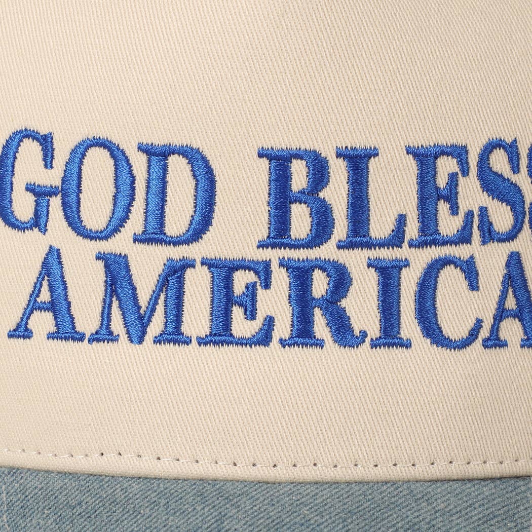 Fashion City - Wholesale Baseball Cap - Unisex - God Bless America Embroidered Two-Tone Canvas Cap16