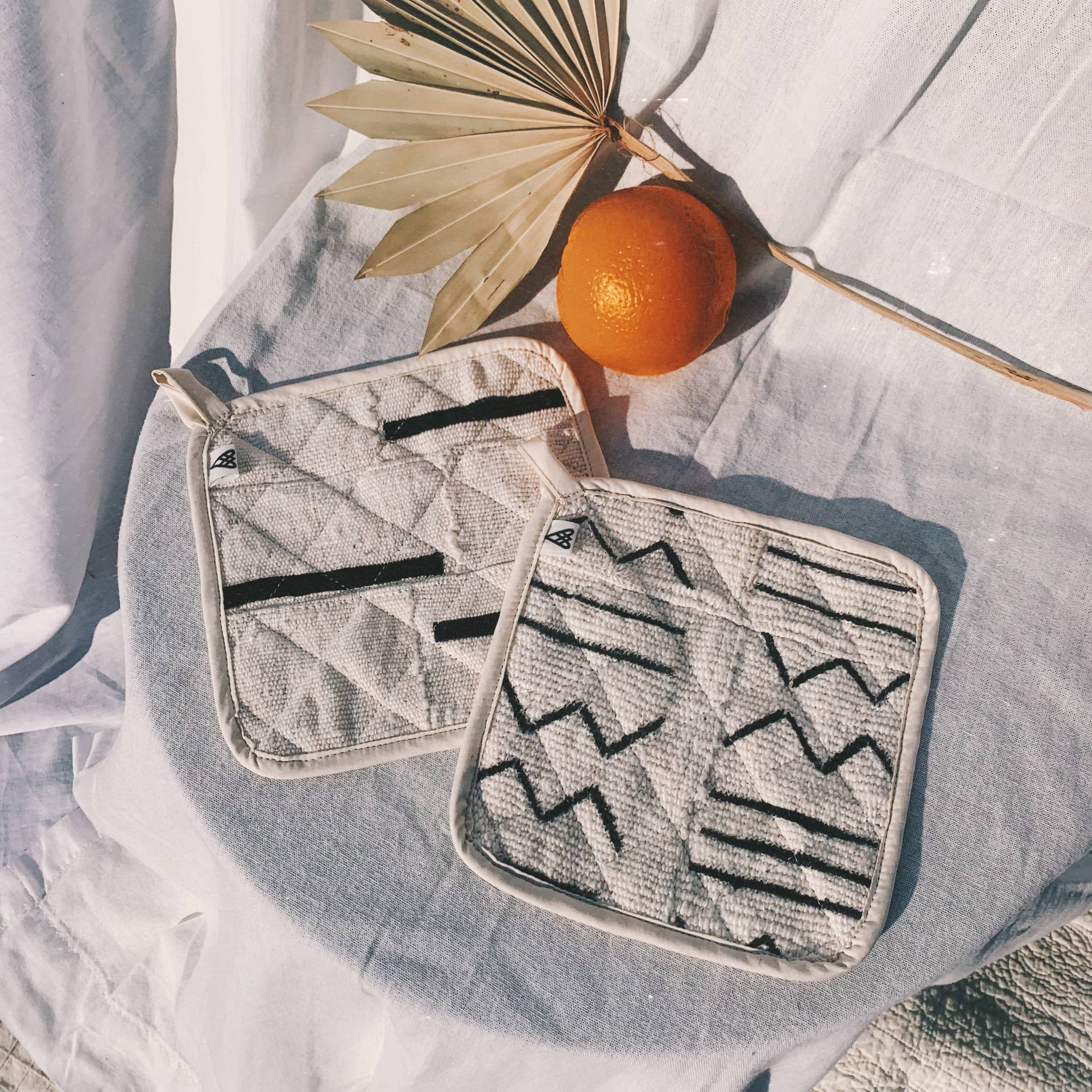 Made - Wholesale Oven Mitt/Pot Holder - Mudcloth Hot Pads0