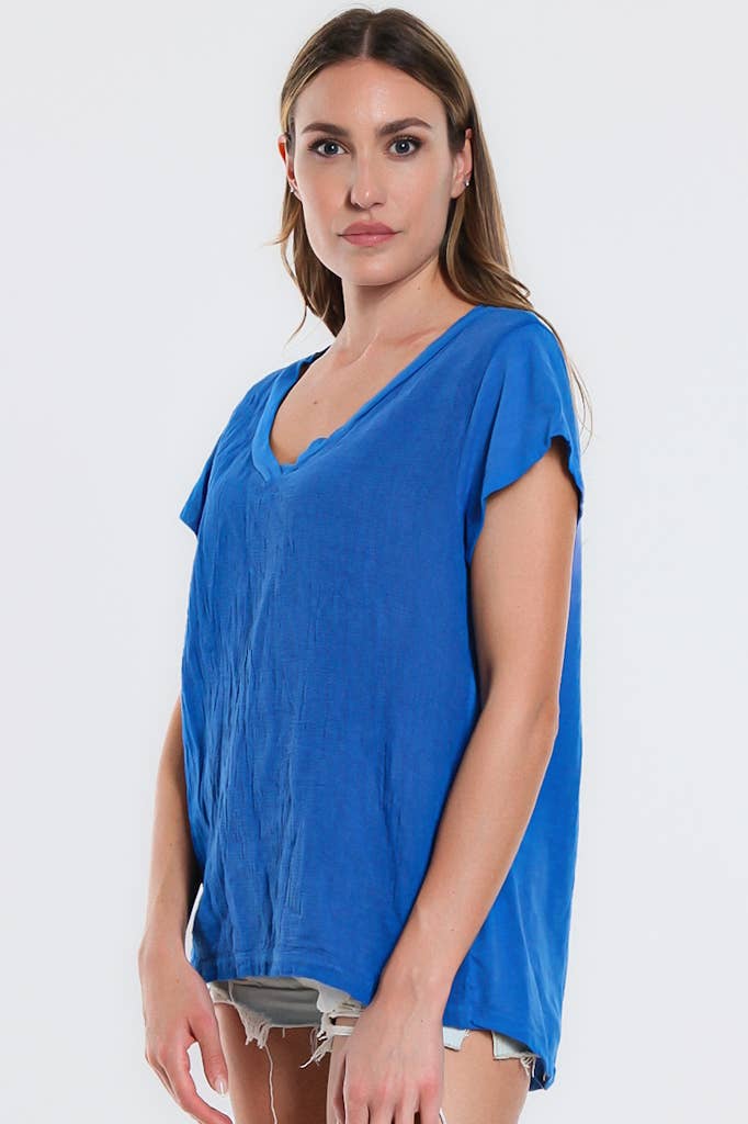 TINA Stephens Italy/Tees By Tina - Wholesale Blouse - Women's - Nola Cotton/Linen V-Neck Top (BSS207)52