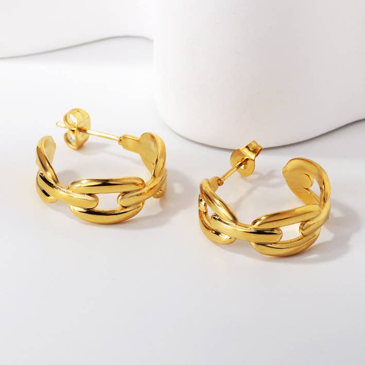 Ketting Oorring in Goud voor wholesale door White Leaf