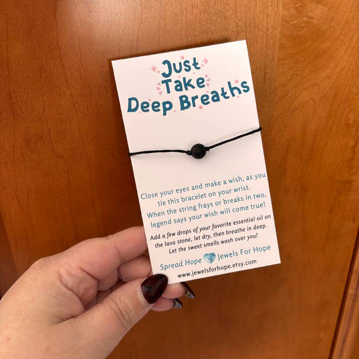 Jewels For Hope - Wholesale Aromatherapy Bracelet - Aromatherapy Lava Stone Wish Bracelet Self Care Just Breathe3