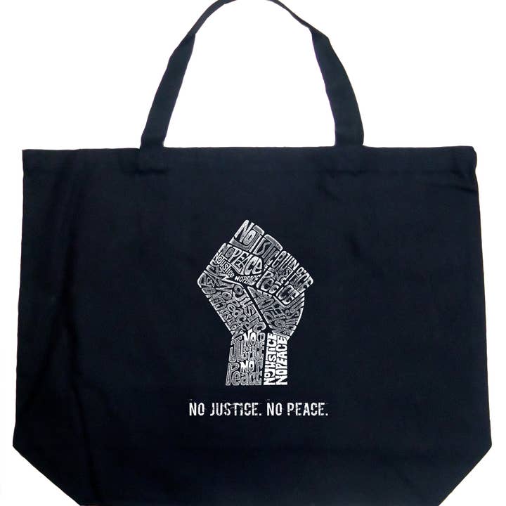 LA Pop Art Word Art Tote Bag - No Justice, No Peace for wholesale by LA Pop Art