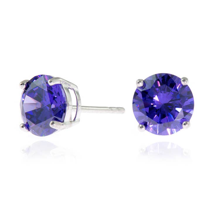 Orecchini Cachet Lana 8mm in Argento Sterling con CZ Viola per la vendita all'ingrosso da parte di Cachet London