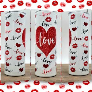 16oz Simple, Cute, Heart Tumbler Hearts 16oz Clear Tumbler Great Gift for Cute  Cup Lovers Valentine's Day Gift Idea 