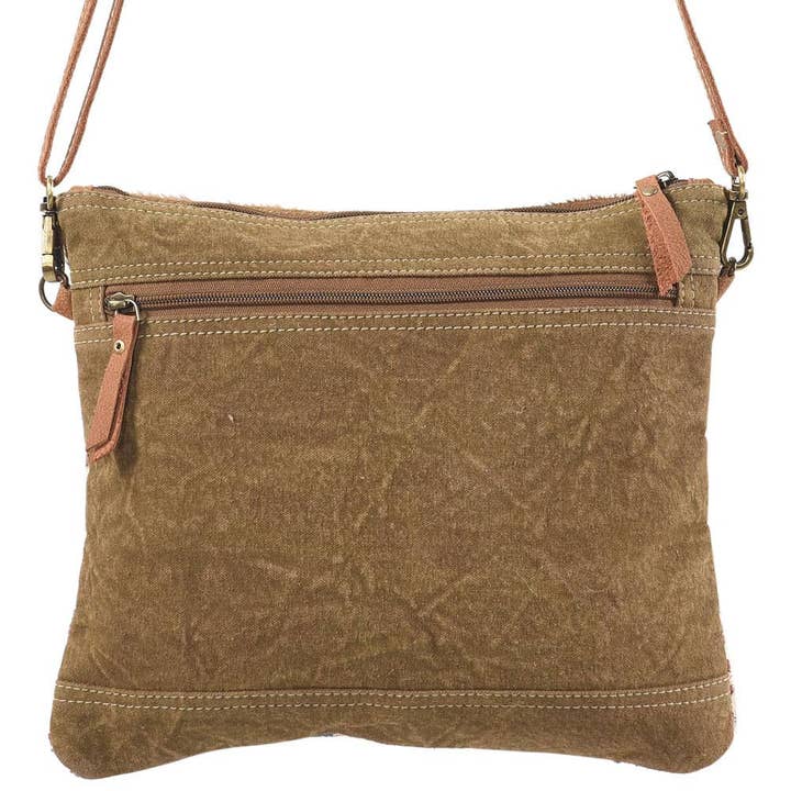 Clea Ray Canvas Bags & Clothing - Wholesale Crossbody Bag - Women's - Crossbody With Brown Tones Canvas Rug And Fur