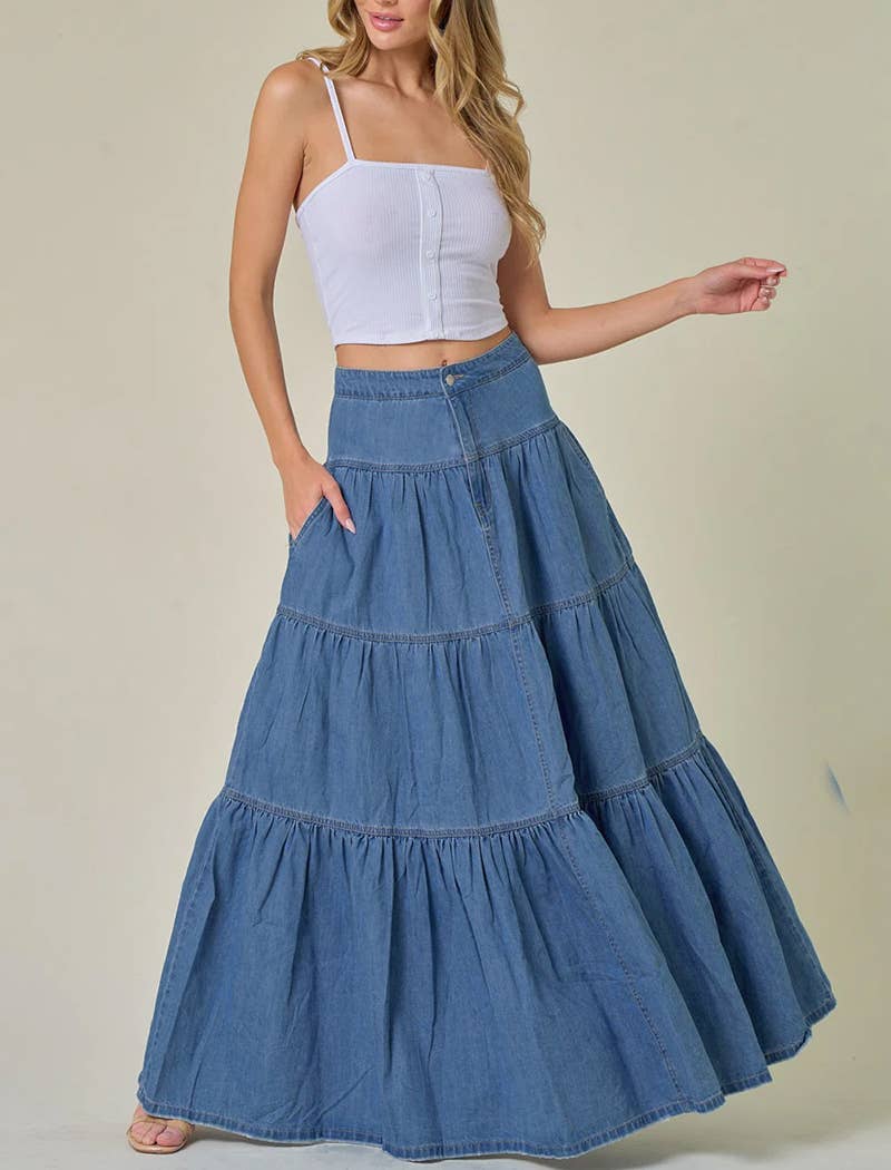 EmberLoom - Wholesale Skirt - Women's - Tiered Maxi Skirt9