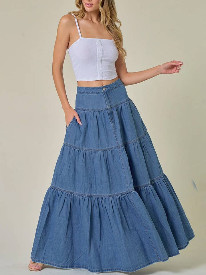EmberLoom - Wholesale Skirt - Women's - Tiered Maxi Skirt9