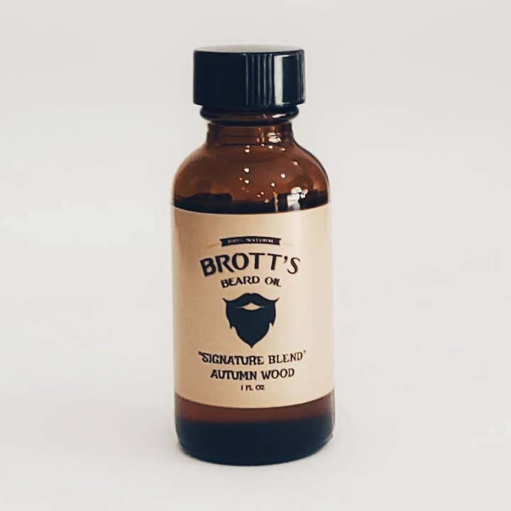Huile à barbe Autumn Wood pour la vente par Brott's Beard Care