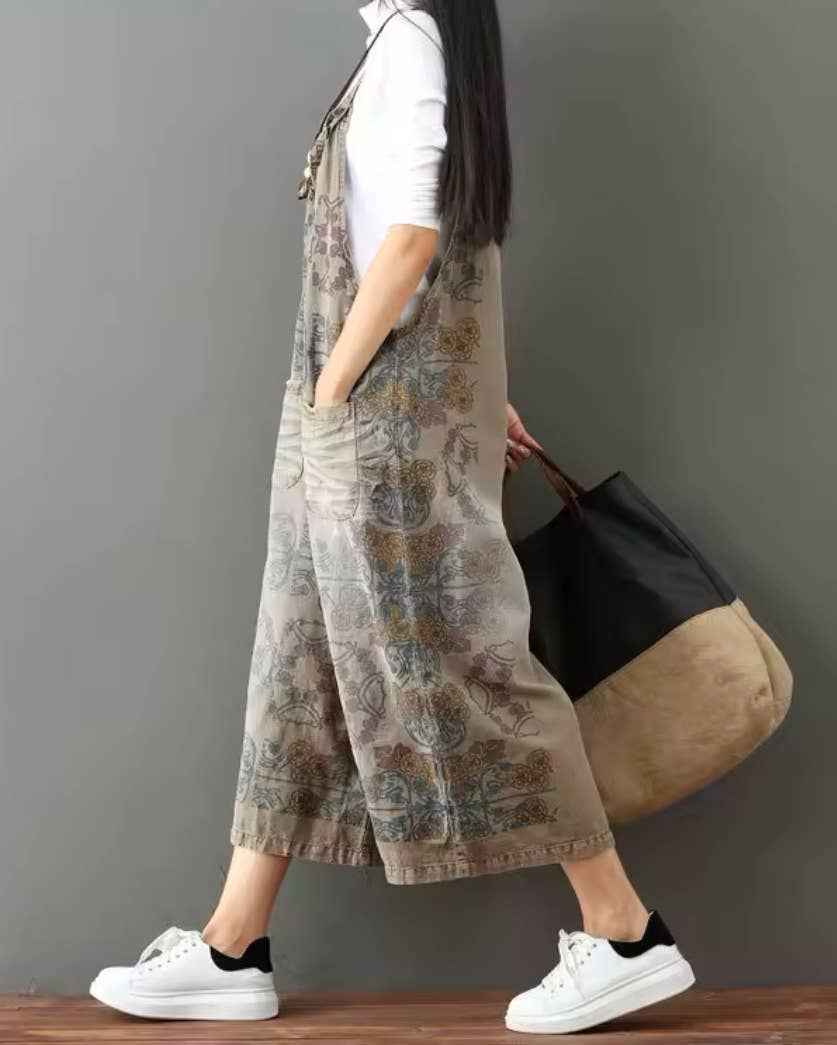 Serenity Collective - Wholesale Overalls - Women's - Denim Vintage Print Overall Jumper3