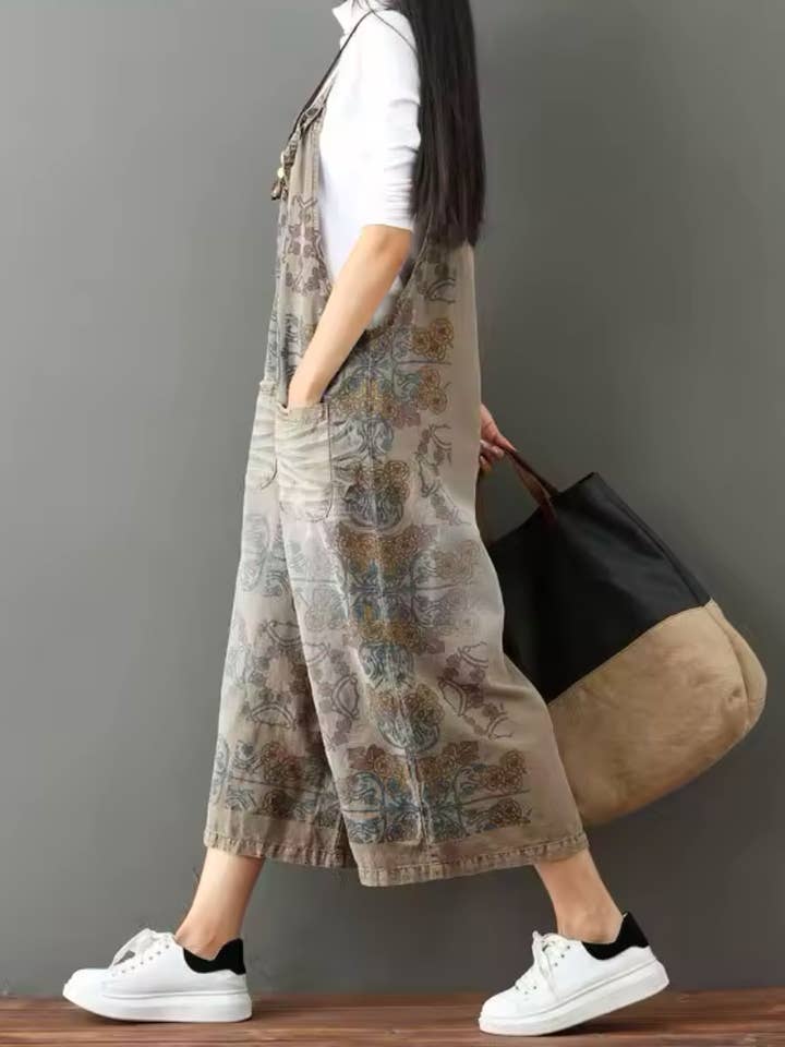 Serenity Collective - Wholesale Overalls - Women's - Denim Vintage Print Overall Jumper3