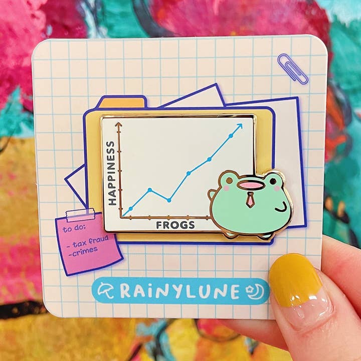 Stonks Frog Pin for wholesale by Rainylune