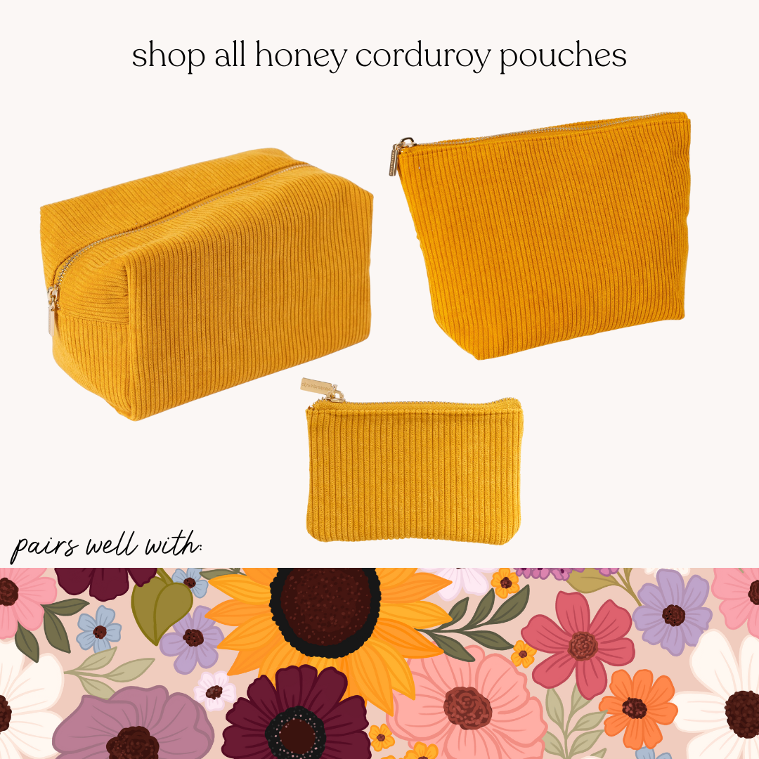 Elyse Breanne Design - Vente Porte-monnaie – unisexe - Pochette à pièces en velours côtelé miel3