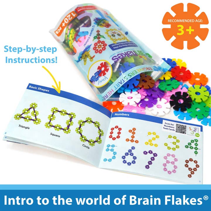 VIAHART Toy Co. - Wholesale Building Set - Kids - Brain Flakes Starter Set Multicolor (12 colors) - 120 Pieces1