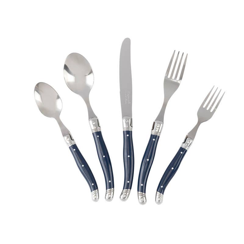 French Home - Vendita all'ingrosso Set di posate - Set di posate in acciaio inossidabile Laguiole da 20 pezzi per 4 persone, blu navy