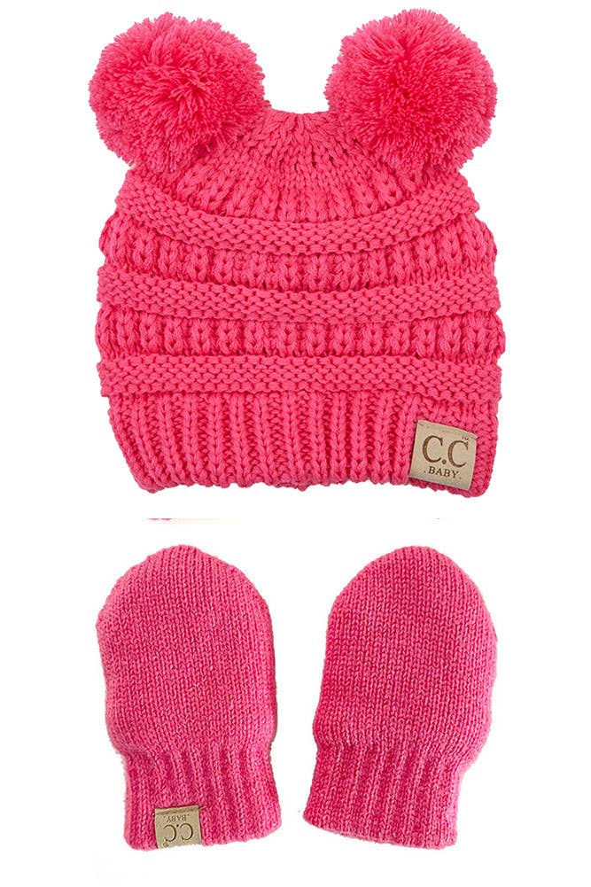 Hana - Wholesale Beanie - Kids - C.C Baby Solid Ribbed Pom Beanie and Mitten Glove6