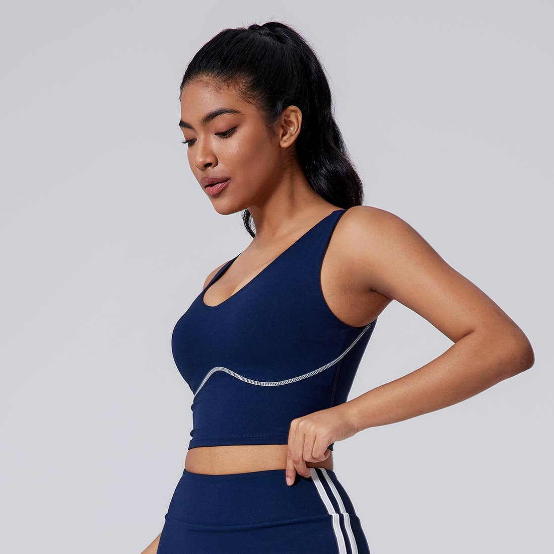 Sodalemon - Wholesale Athletic Top - Women's - Women Wide Strap Built-In Bra Support Yoga Workout Tank Top5