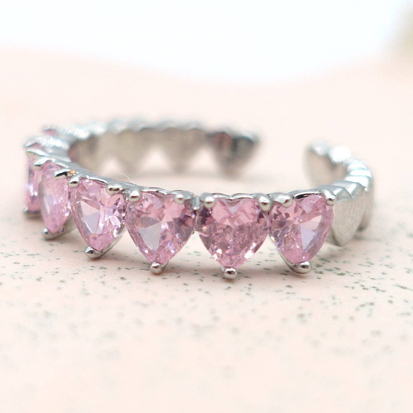 Daemon srls - Wholesale Multi-Stone Ring - JENNY- cuori orizzontali ~ ANELLO REGOLABILE con cubic zirconia a forma di cuore7