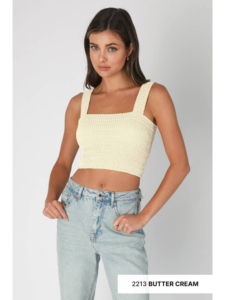 NIKIBIKI - Wholesale Knit Top - Women's - NS8255 - Shirred Square Neck Crop Top14