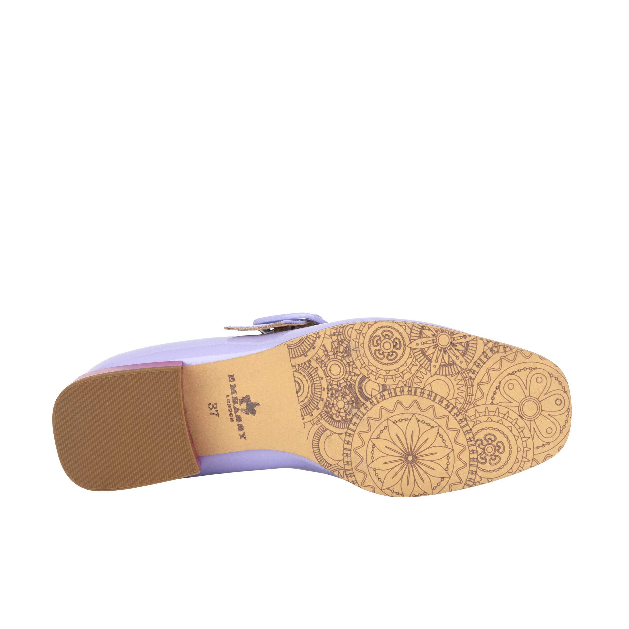 Embassy London – wholesale Low heels – Women′s – Bliss - Lavender & Rose - Women's block heel square toe patent leather Mary-Jane5