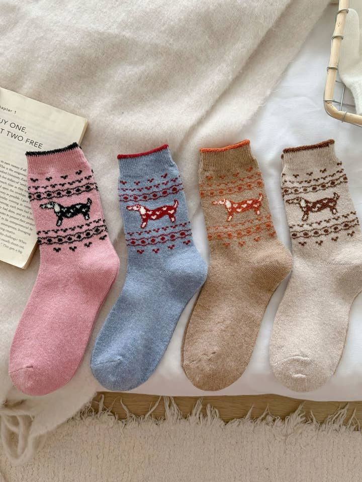 Happy Knits - Wholesale Socks - Women's - Women's Wool Socks - Warm Dachshund Pattern Winter Socks21