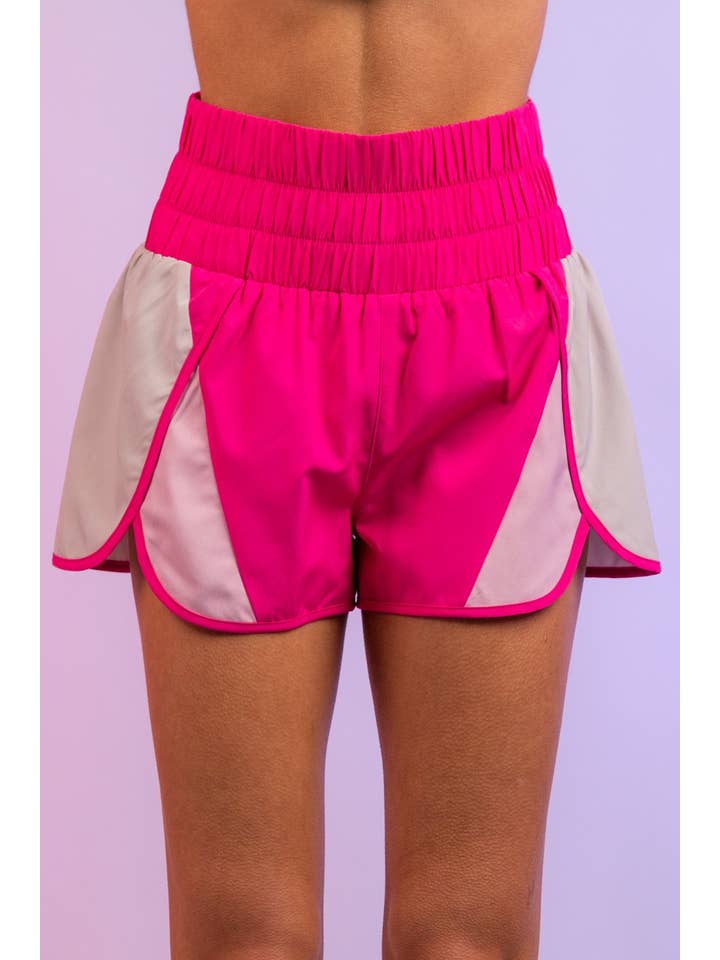 VERY J - Wholesale Athletic Shorts - Women's - NP70066-Color-block activewear shorts