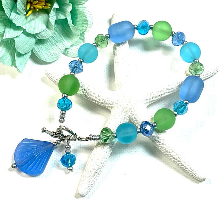 Zeeglas zeeschelp armband assortiment voor wholesale door Devi Creations