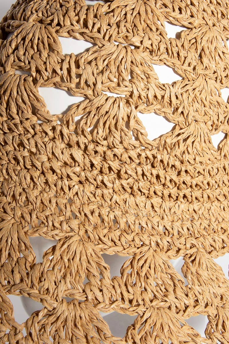 Collections by Fame Accessories – Chapéu de pescador - Mulher por atacado – Chapéu de Balde Trançado de Palha com Ventilação1