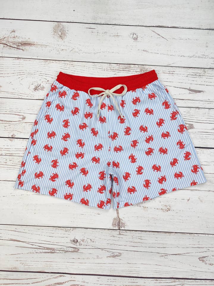 Crab Print Men Beach Shorts with Pockets for wholesale by sassy kids palace