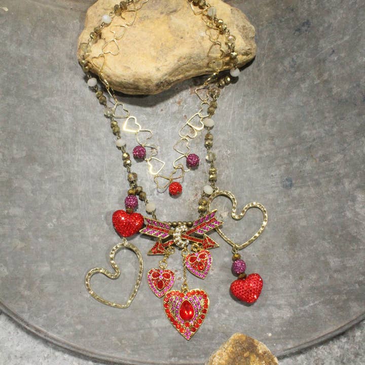 Broken Arrow Heart Layered Necklace for wholesale by The Primitive Peddler, Inc.