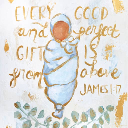 Mackenzie Kissell Art - Wholesale Art print - 'Every Good and Perfect Gift' in Acrylic Gold Frame 4x62