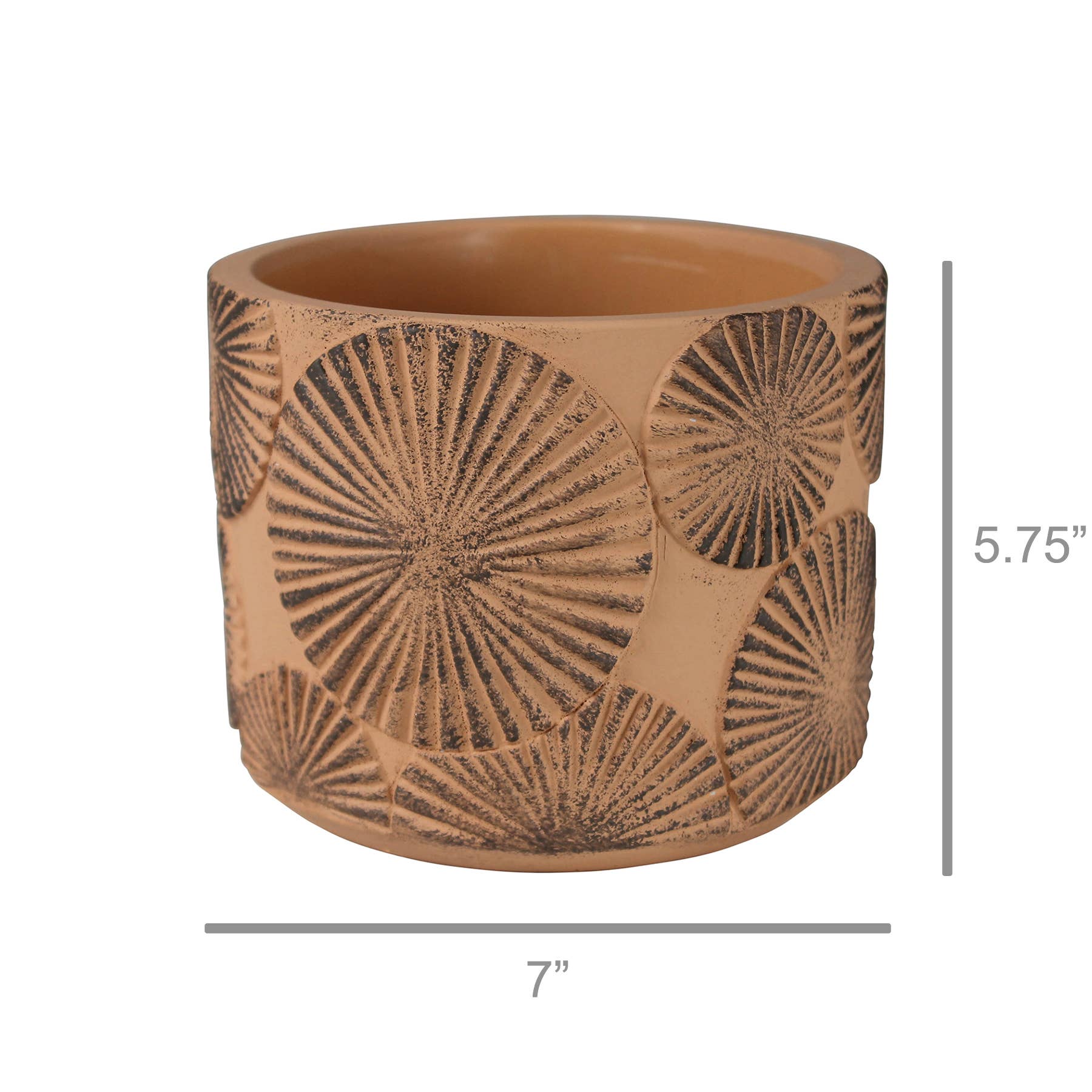 HomArt - Wholesale Plant Pot - Sunburst Cachepot, Cement - Lrg1