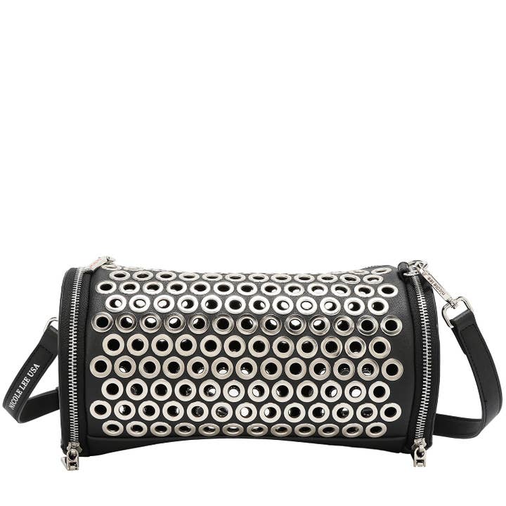 BORSA A BARILE CON BORDO DI OCCHIELLI (NERO) per la vendita all'ingrosso da parte di Nicole Lee