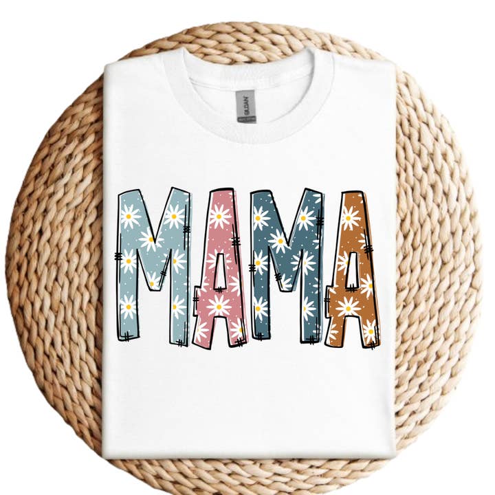 T-shirt Gráfica Feminina Floral Mama por atacado de Mama and Littles Apparel