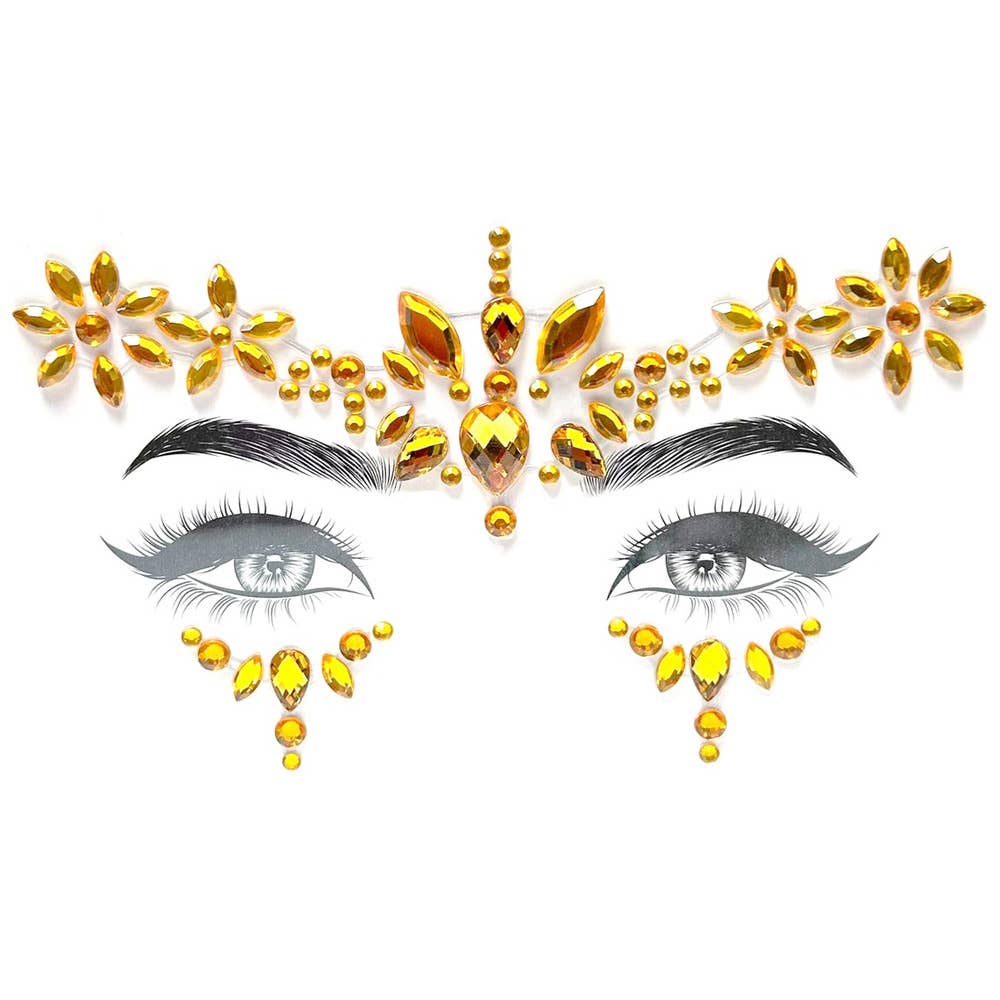 Stylex Party - Vendita all'ingrosso Pittura facciale - Bambini - Gemma da viso riutilizzabile per festival, carnevale e Halloween - design floreale elegante2