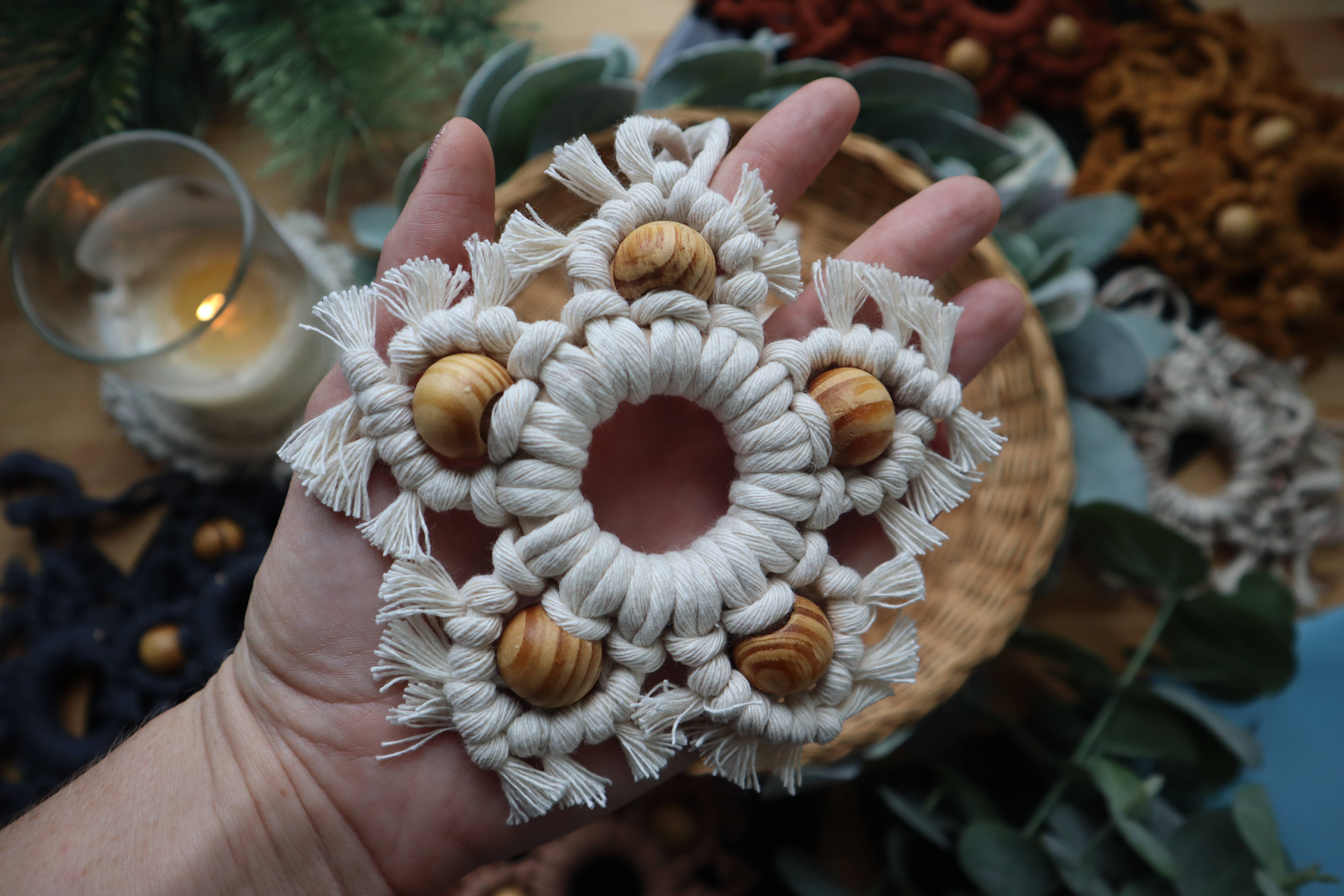 Radically You - Wholesale Ornament - White Boho Macrame Star Ornament3