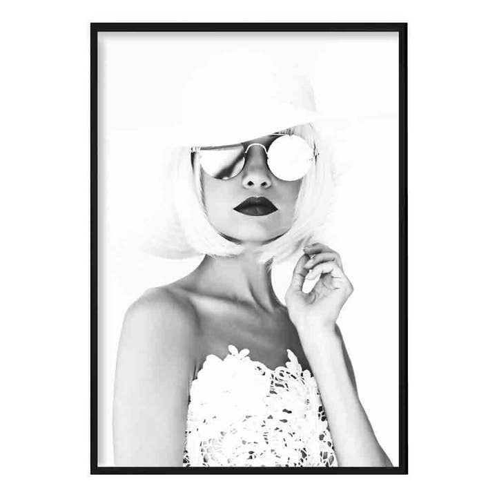 Black & White Fashion Woman Sunglasses Photo Art Print for wholesale by Artze Wall Art