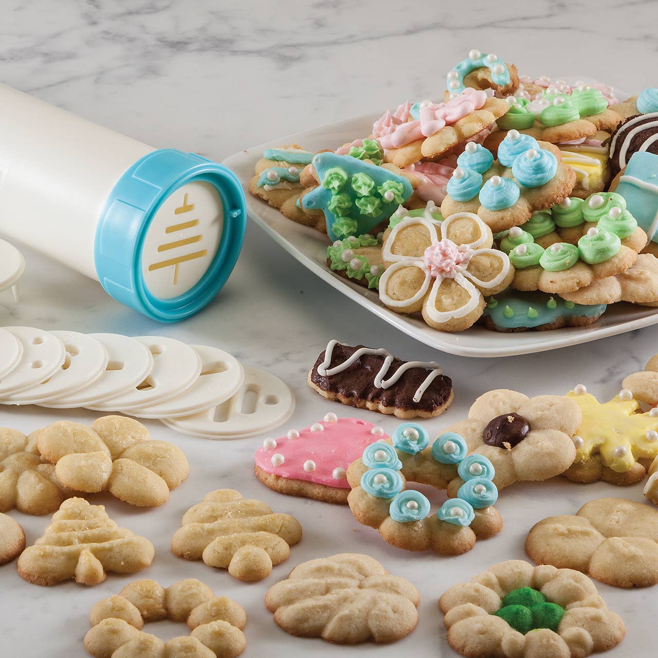 Gourmac - Wholesale Cookie Cutter - Easy Action Cookie Press & Food Decorator, 23-piece set8