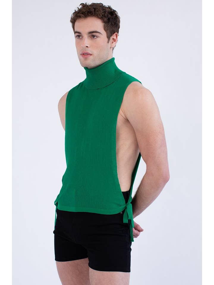 Green Turtleneck Bib Knit Tank for wholesale on Faire