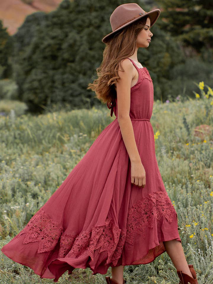 Joyfolie - Wholesale Dress - Kids - Kid's Kat Maxi Dress in Red Clay0